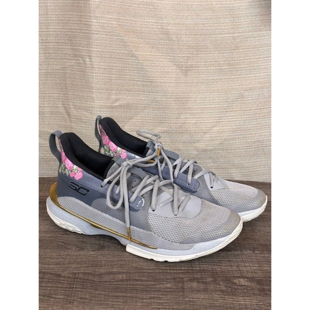 Under Armour Stephen Curry 7 Gray Floral Basketball Shoes Men's‎ Size 10.5